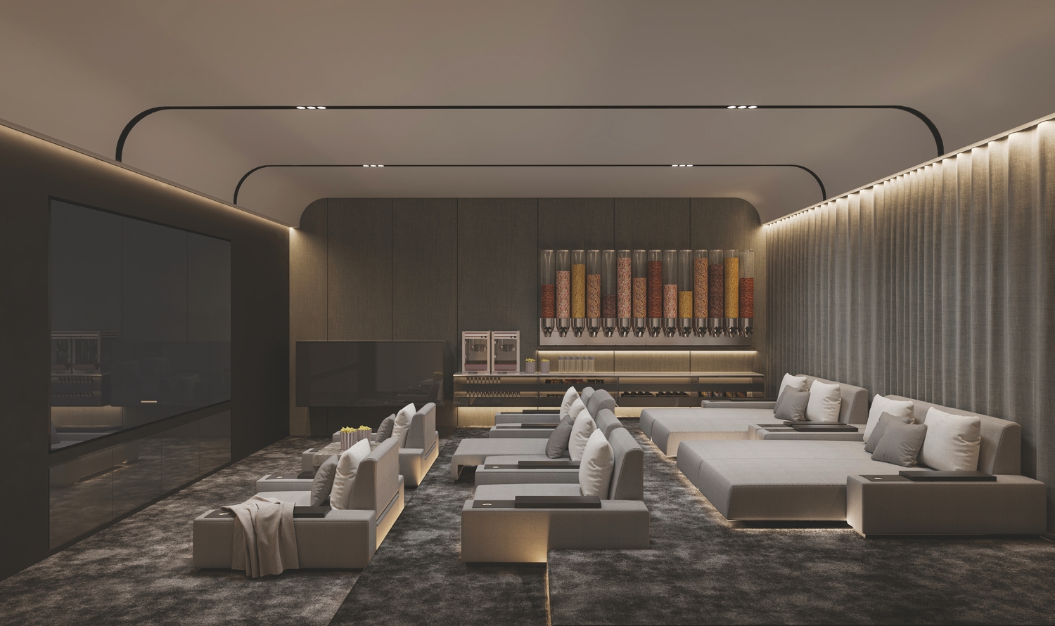 8 to 10 fully-equipped cinema with acoustic fittings