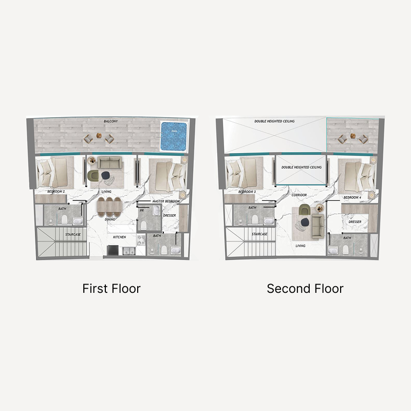 4 bedroom + pool Duplex -  Samana Barari Heights