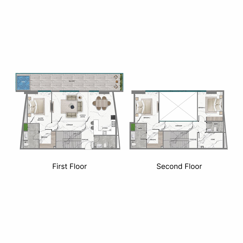 3 bedroom + pool Duplex -  Samana Barari Heights