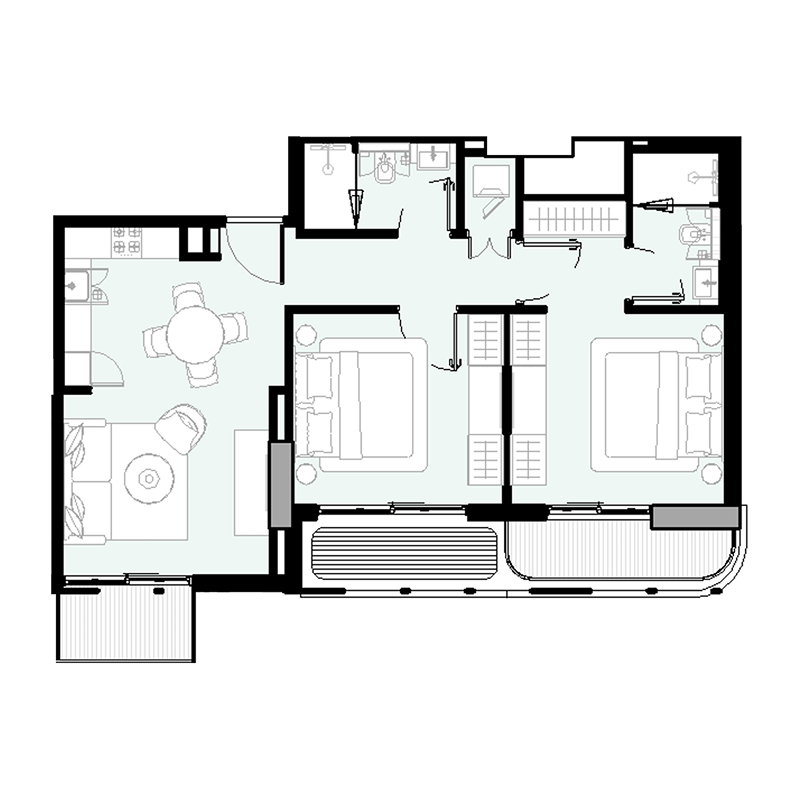2 bedroom Apartments -  Azizi David