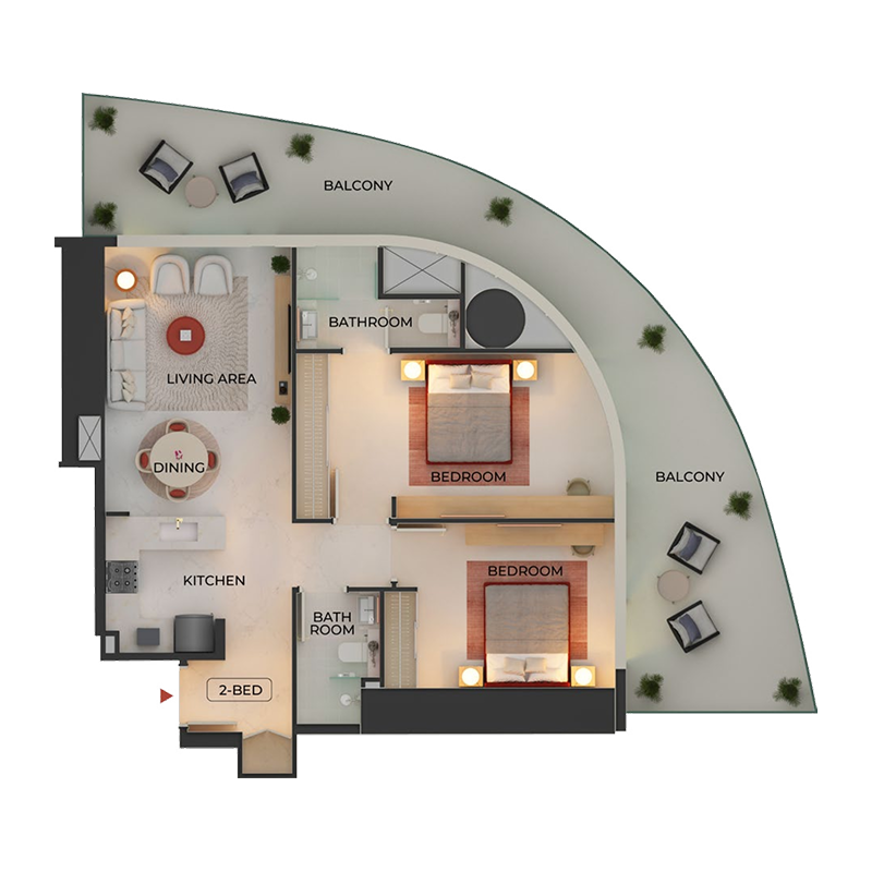 2 bedroom Apartments -  Binghatti Skyblade