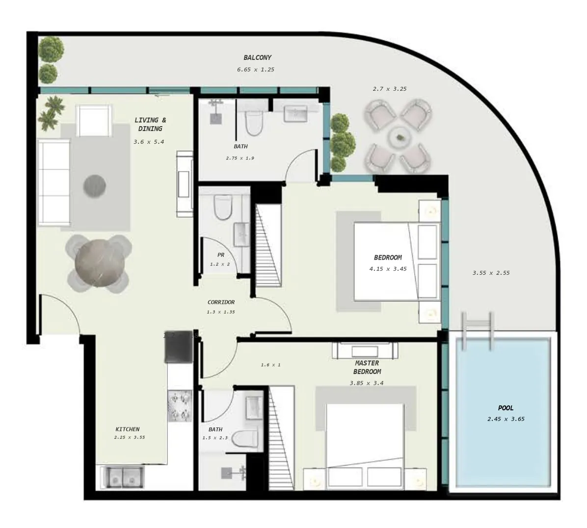 2.0 bedrooms apartments -  Samana Avenue