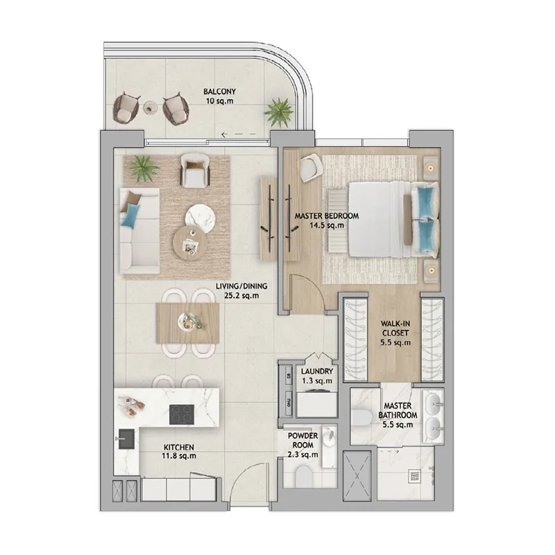 1.0 bedroom apartments -  Fahid Beach Terraces