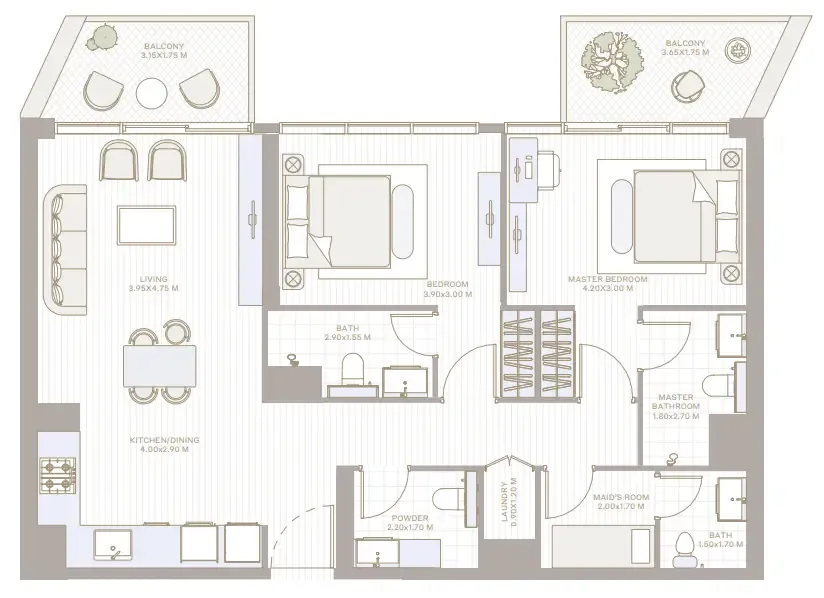 2.0 bedrooms apartments -  Alder in Park Five