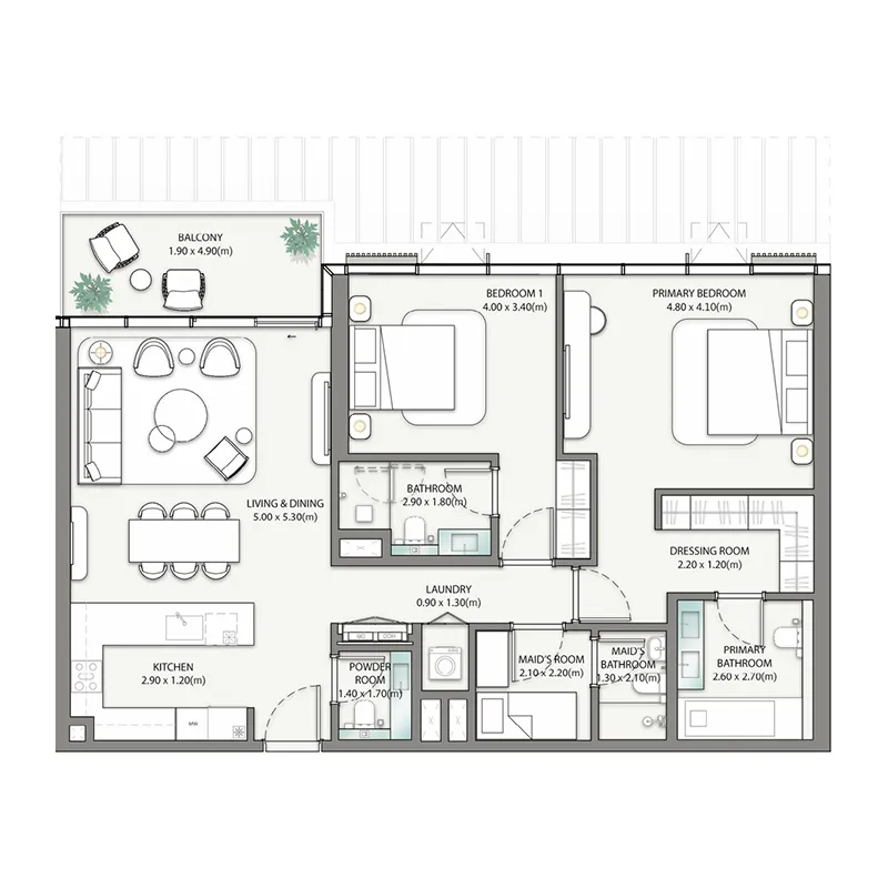 2.5 bedrooms apartments -  Palm Central Private Residences