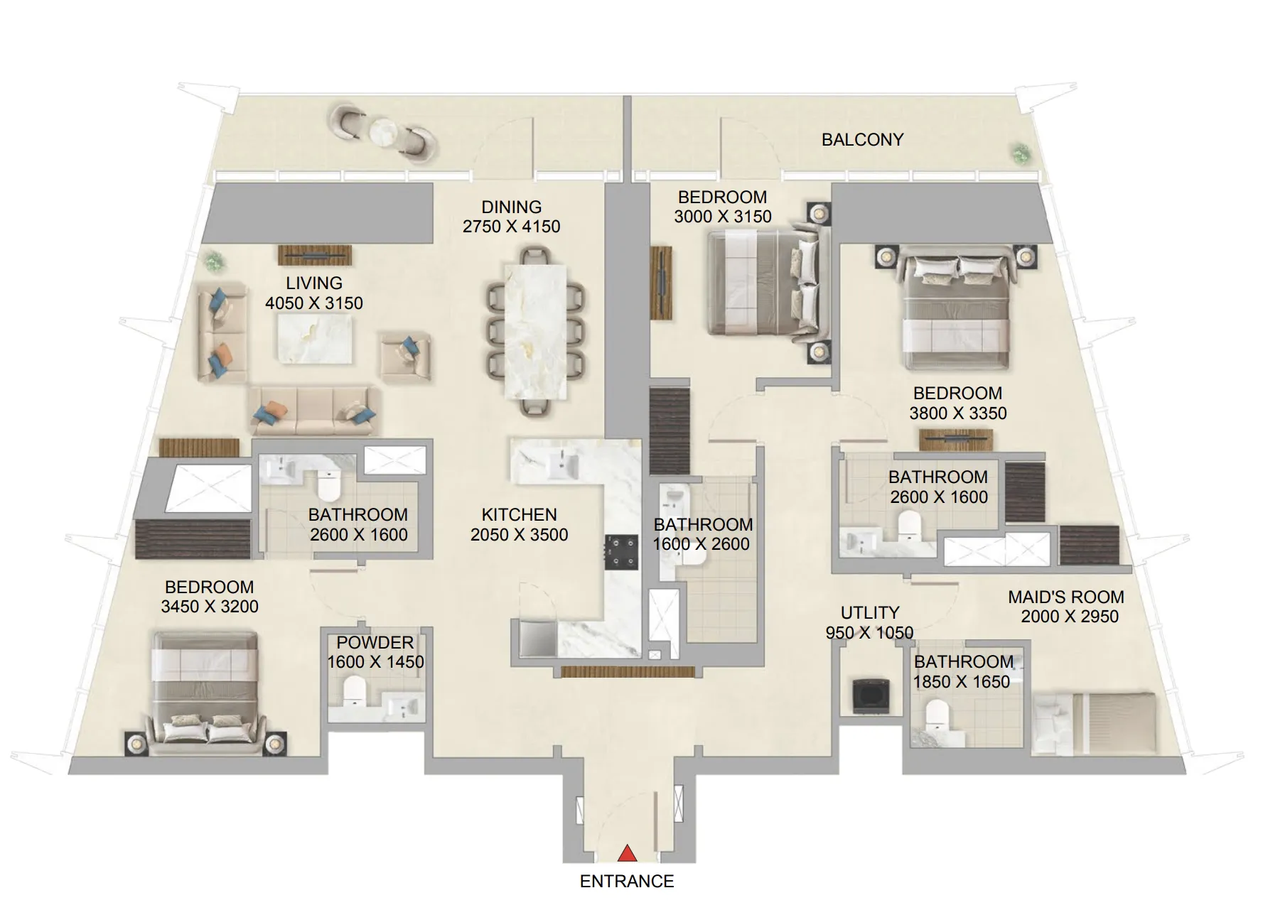3.0 bedrooms apartments -  The Mirage at Sobha Central