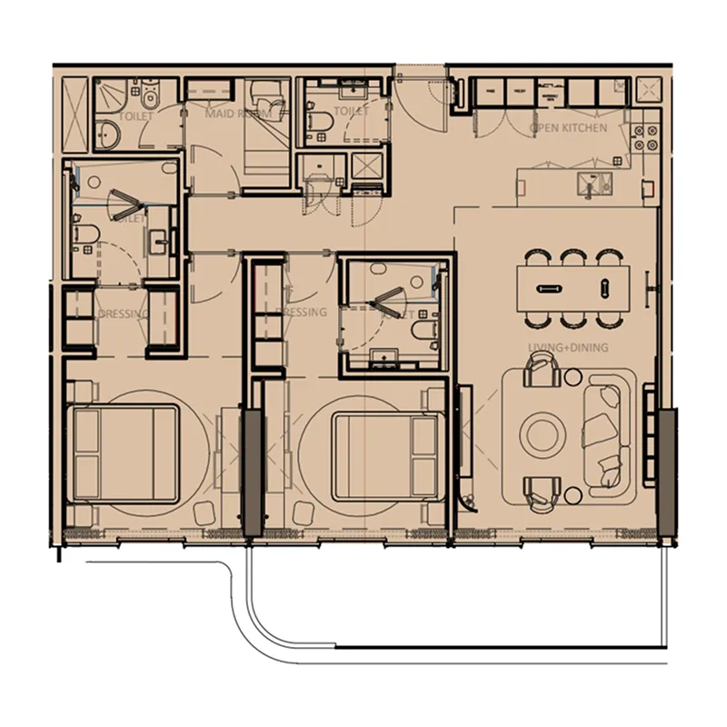 2.0 bedrooms apartments -  Sunset Bay Grand